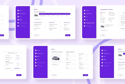 Formularz dodawania danych pojazdu do oferty leasingowej w kanale bankowym