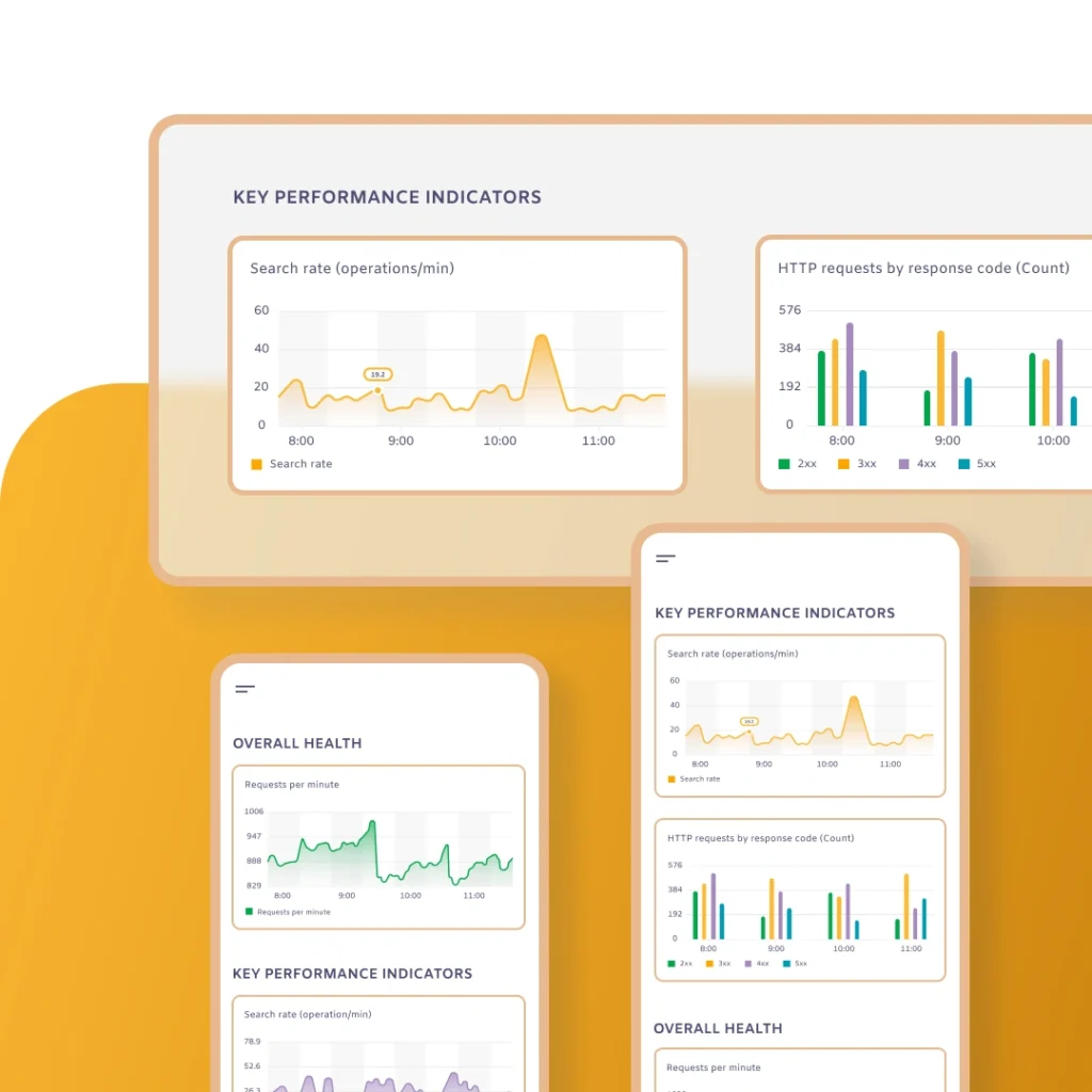 Mobile and web interface views for monitoring system performance, developed for the Chopin Institute.
